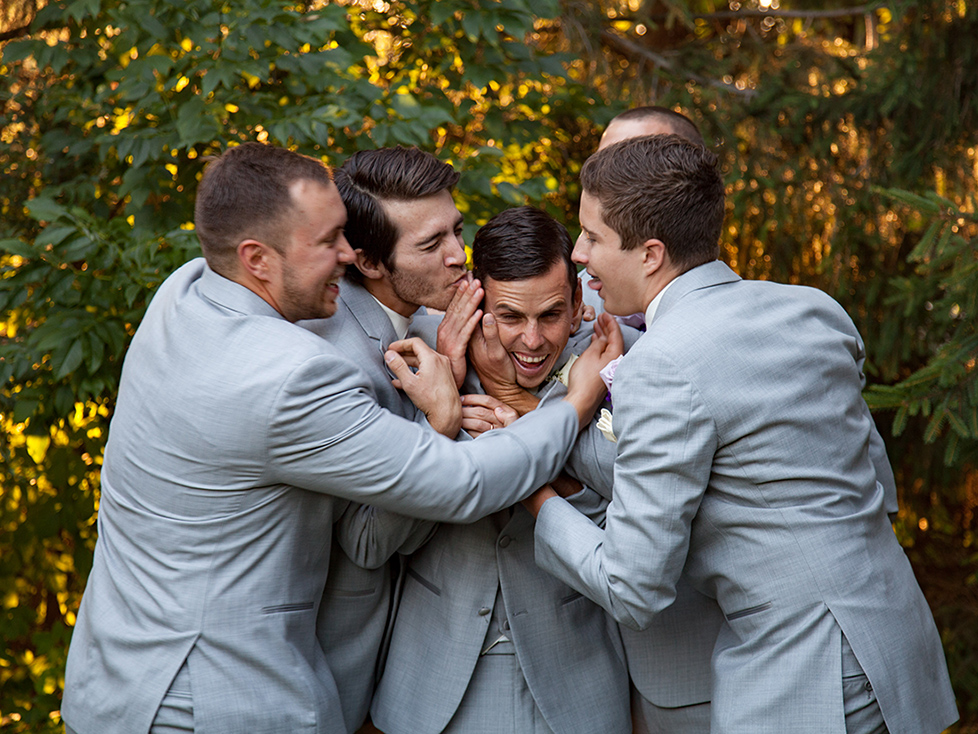 Groomsmen goofing off, Chester County Wedding Photography